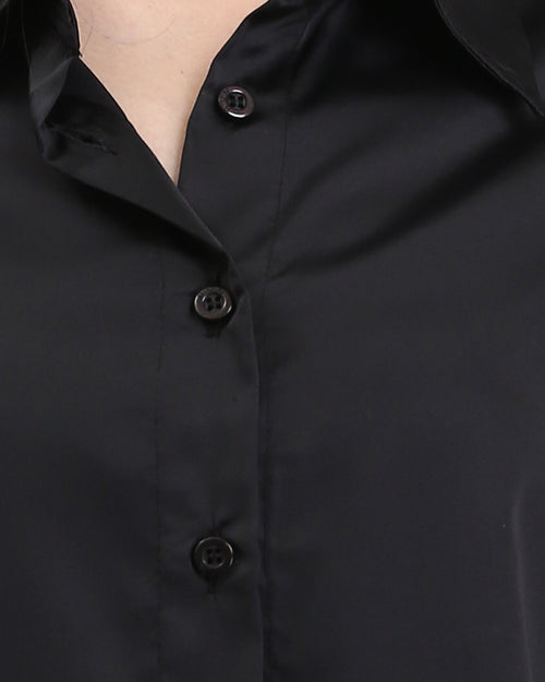 Ravin Women’s Sateen Finish Long-Sleeve Button-Down Shirt — Black - R206564