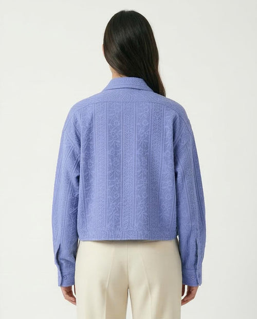 Ravin Textured Jacquard Cropped Shirt – Cornflower Blue - R206565