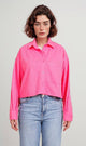 R206567-R206567 - Textured Cropped Shirt - Pink