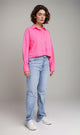 R206567-R206567 - Textured Cropped Shirt - Pink