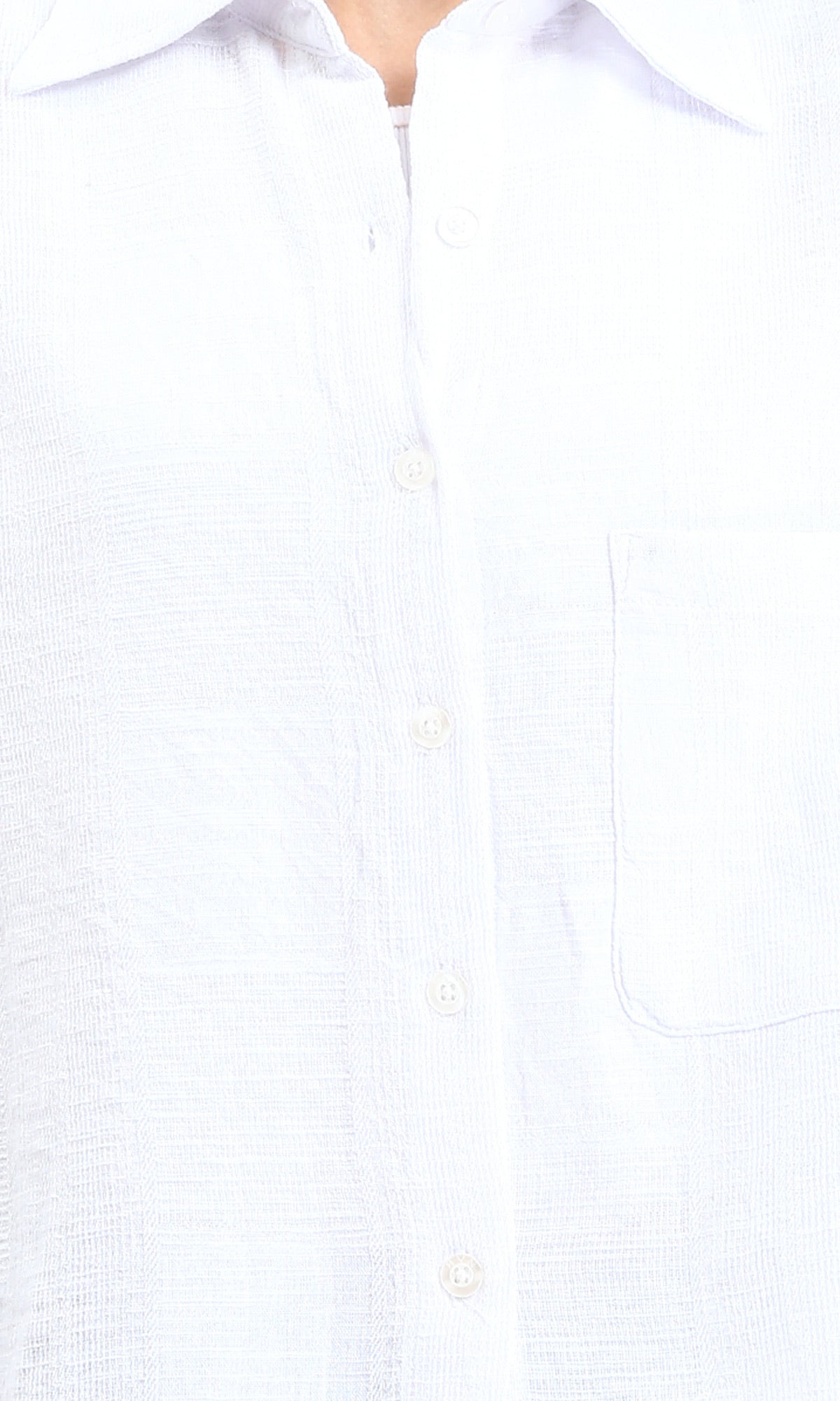 R206570 - Casual Long Sleeves Shirt with Front Pocket - White