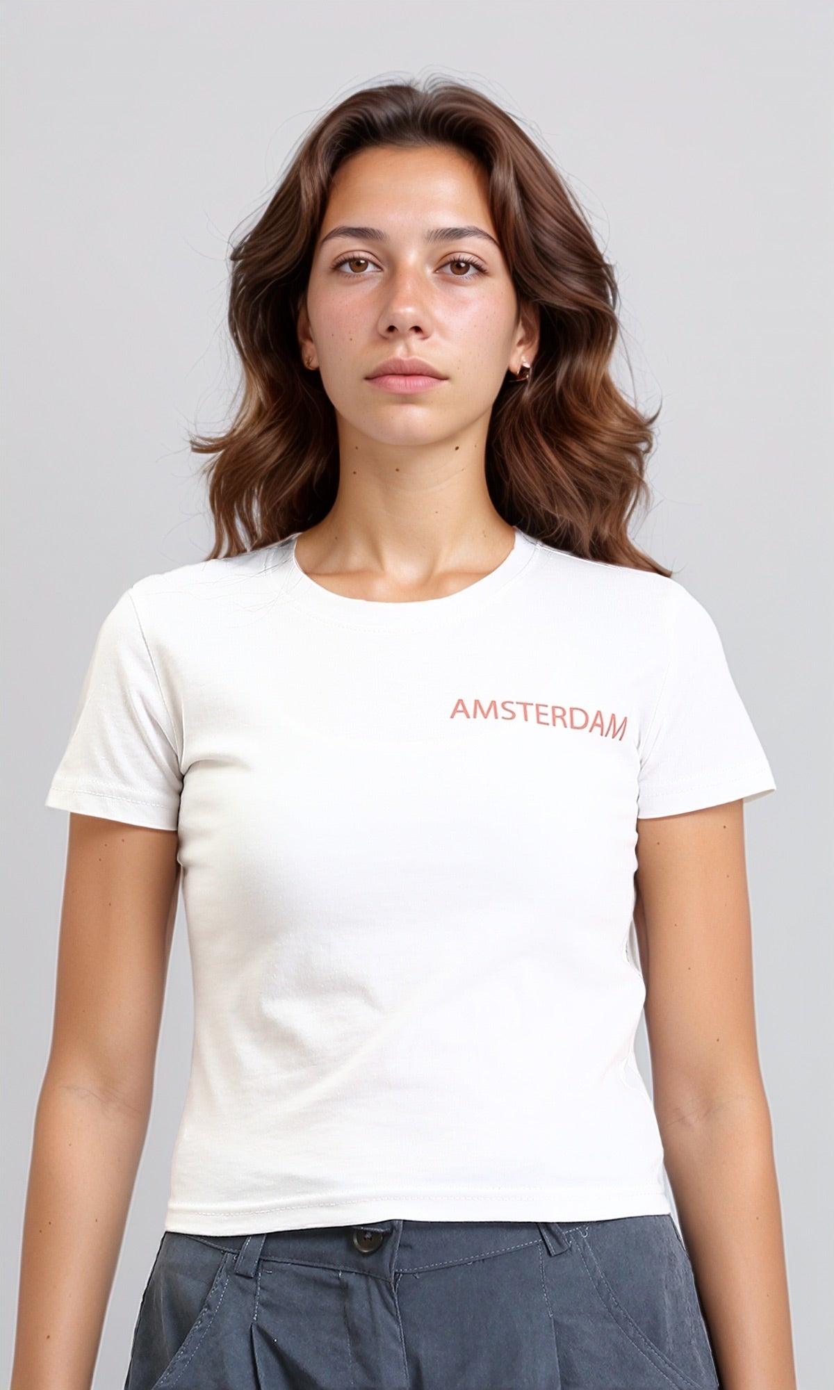 Short Sleeves Printed Crew Neck Tee - White