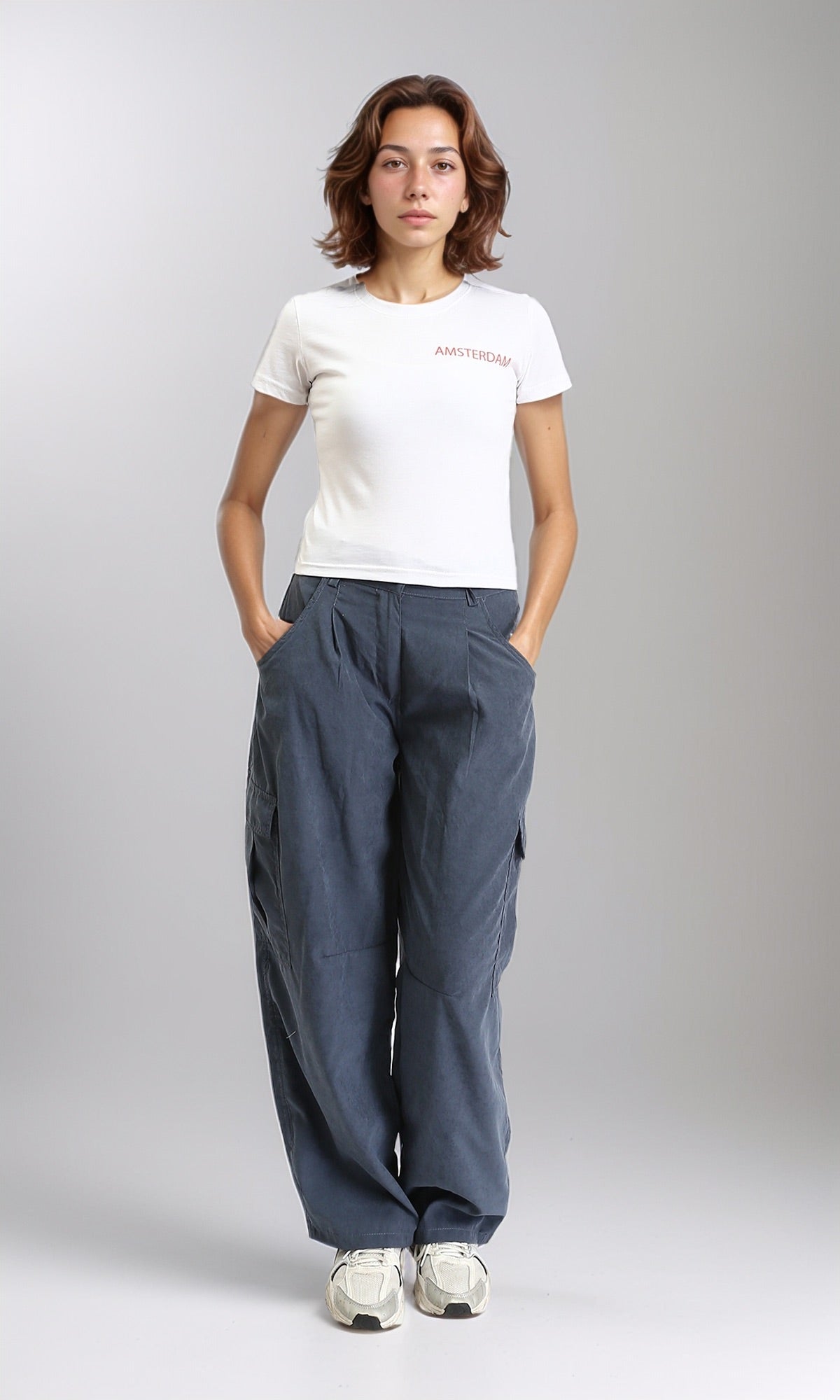 R206574 - Short Sleeves Printed Crew Neck Tee - White