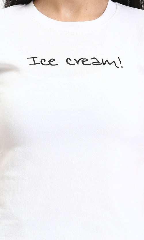 R206575 - Printed "Ice Cream" Regular Fit Tee - White