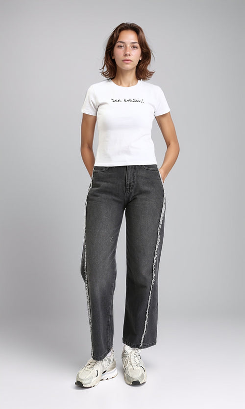 R206575 - Printed "Ice Cream" Regular Fit Tee - White