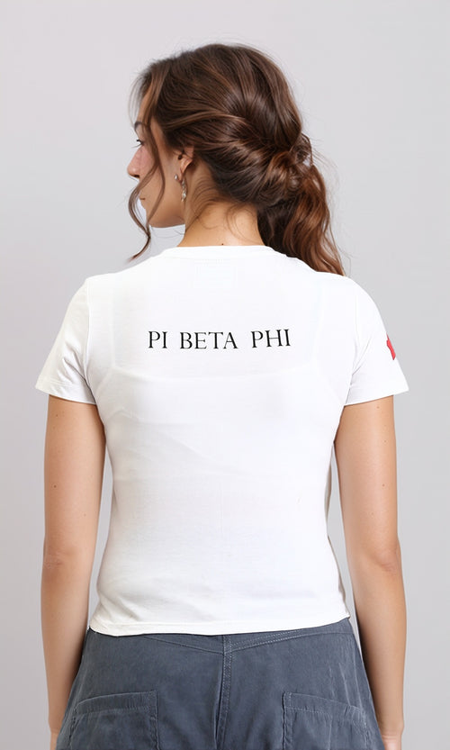 R206576 - Round Neck Slip On Printed Tee - White