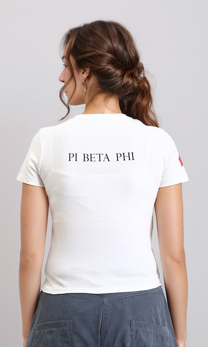 R206576 - Round Neck Slip On Printed Tee - White