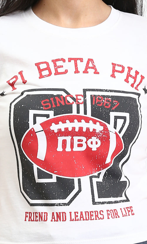 R206576 - Round Neck Slip On Printed Tee - White