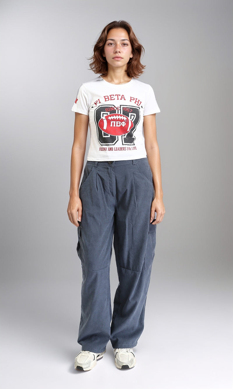 R206576 - Round Neck Slip On Printed Tee - White