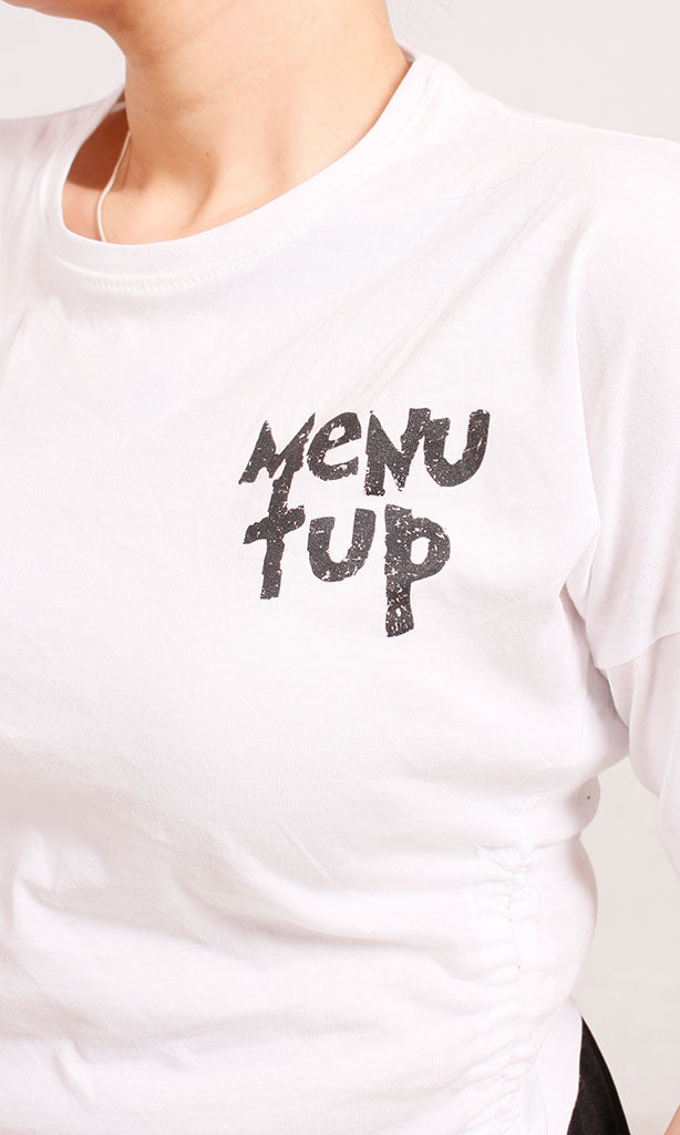 Ravin Abstract Graphic Print Ruched Side Short Sleeve T-Shirt