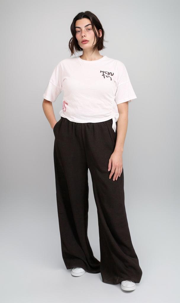 Ravin Abstract Graphic Print Ruched Side Short Sleeve T-Shirt