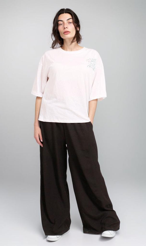 R206579 - Graphic Printed Oversized T-Shirt - White