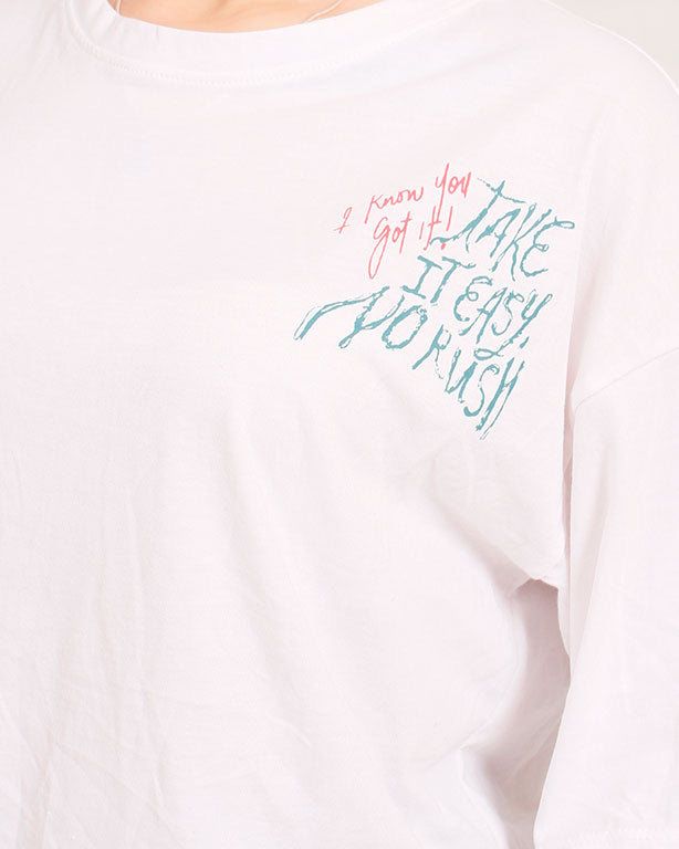 Ravin Oversized Graphic T-Shirt | "Take It Easy" Collection - White - R206579