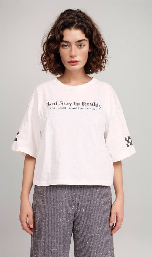 Graphic Cropped T-Shirt - White