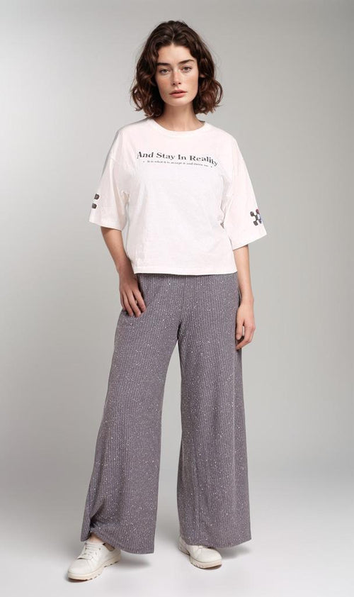 R206580-R206580 - Graphic Cropped T-Shirt - White