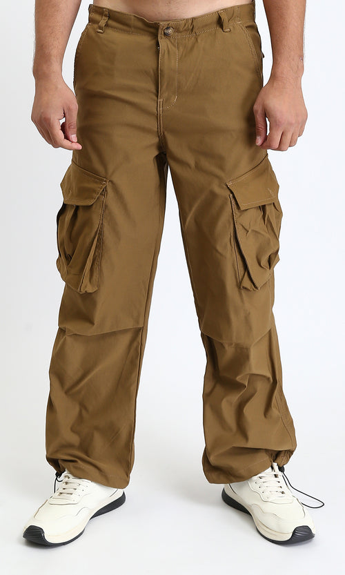 R206588 - Casual Cargo Pants with Pockets - Dark Camel