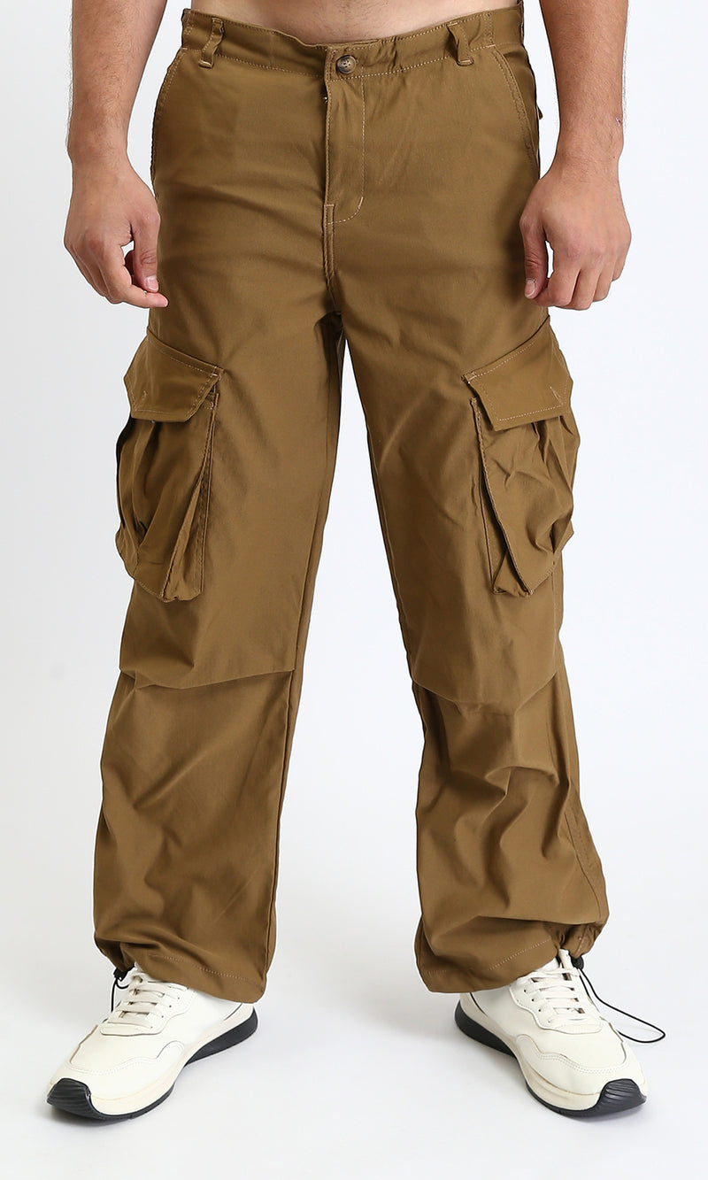 R206588 - Casual Cargo Pants with Pockets - Dark Camel