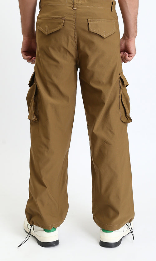 R206588 - Casual Cargo Pants with Pockets - Dark Camel