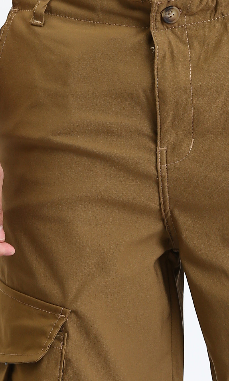R206588 - Casual Cargo Pants with Pockets - Dark Camel