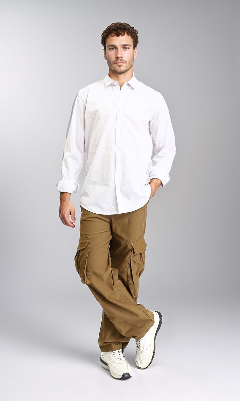 R206588 - Casual Cargo Pants with Pockets - Dark Camel