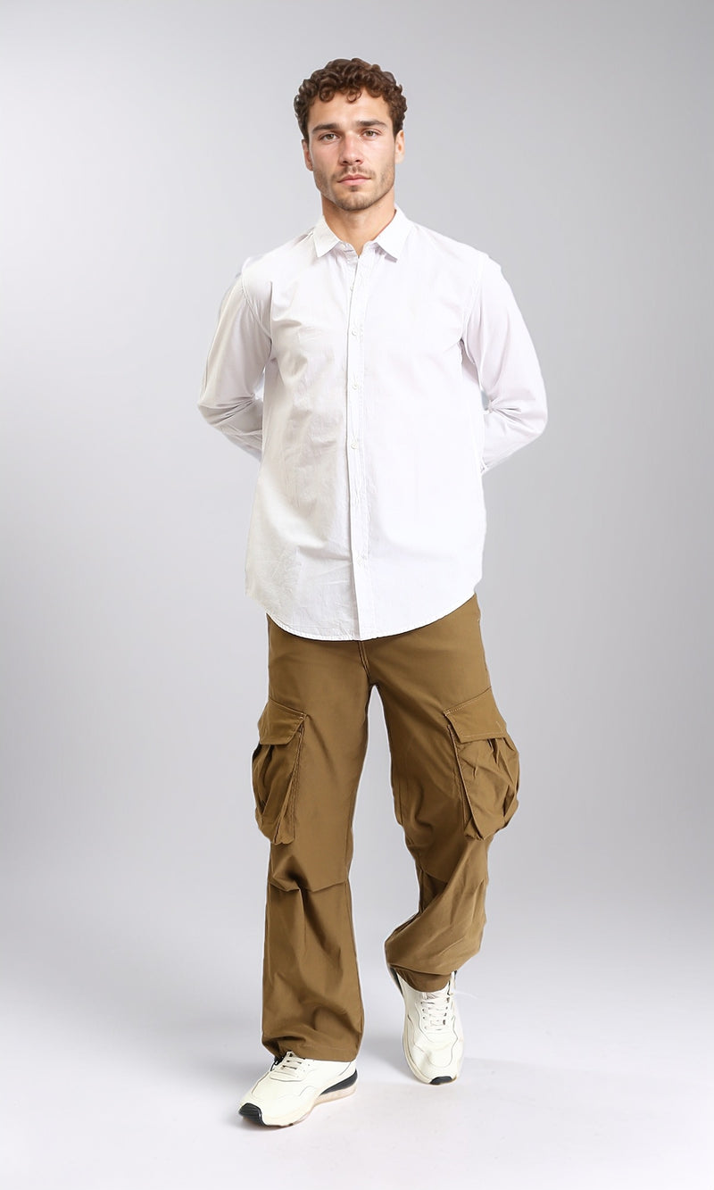 R206588 - Casual Cargo Pants with Pockets - Dark Camel