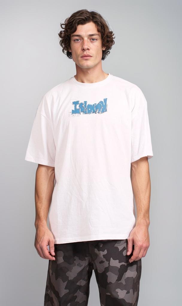 R206736 - Graphic Printed Oversized T-Shirt - White