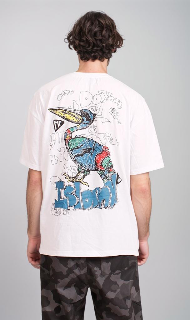 R206736 - Graphic Printed Oversized T-Shirt - White