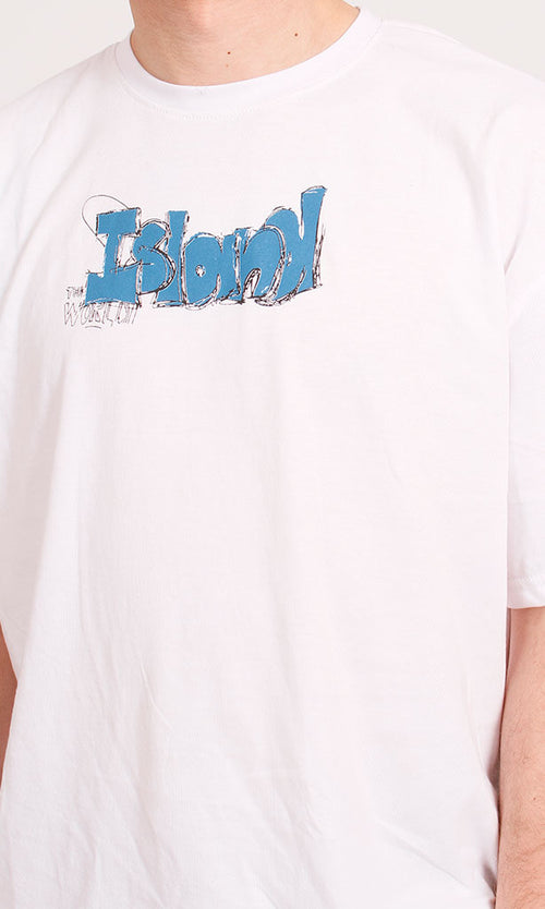 R206736 - Graphic Printed Oversized T-Shirt - White