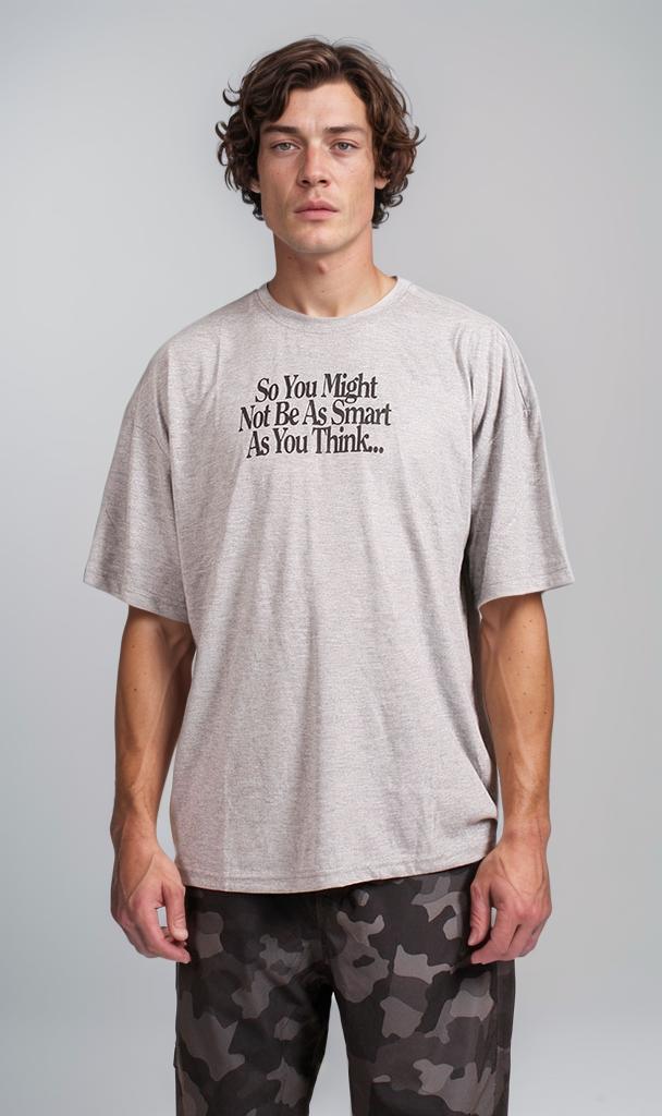 R206737 - Graphic Printed Oversized T-Shirt - Grey