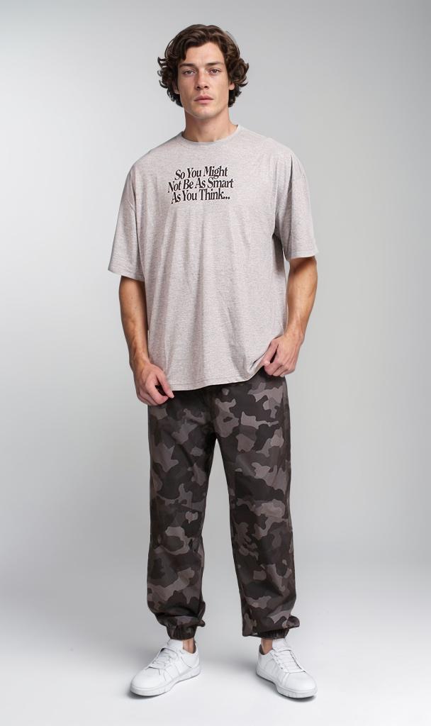 R206737 - Graphic Printed Oversized T-Shirt - Grey