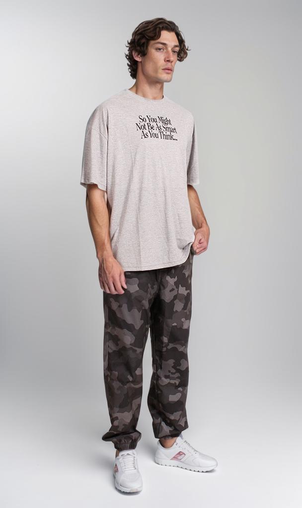 R206737 - Graphic Printed Oversized T-Shirt - Grey