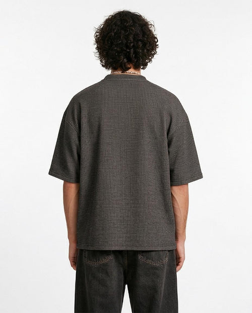 Ravin Oversized Micro-Grid Waffle T-Shirt - Grey - R206740