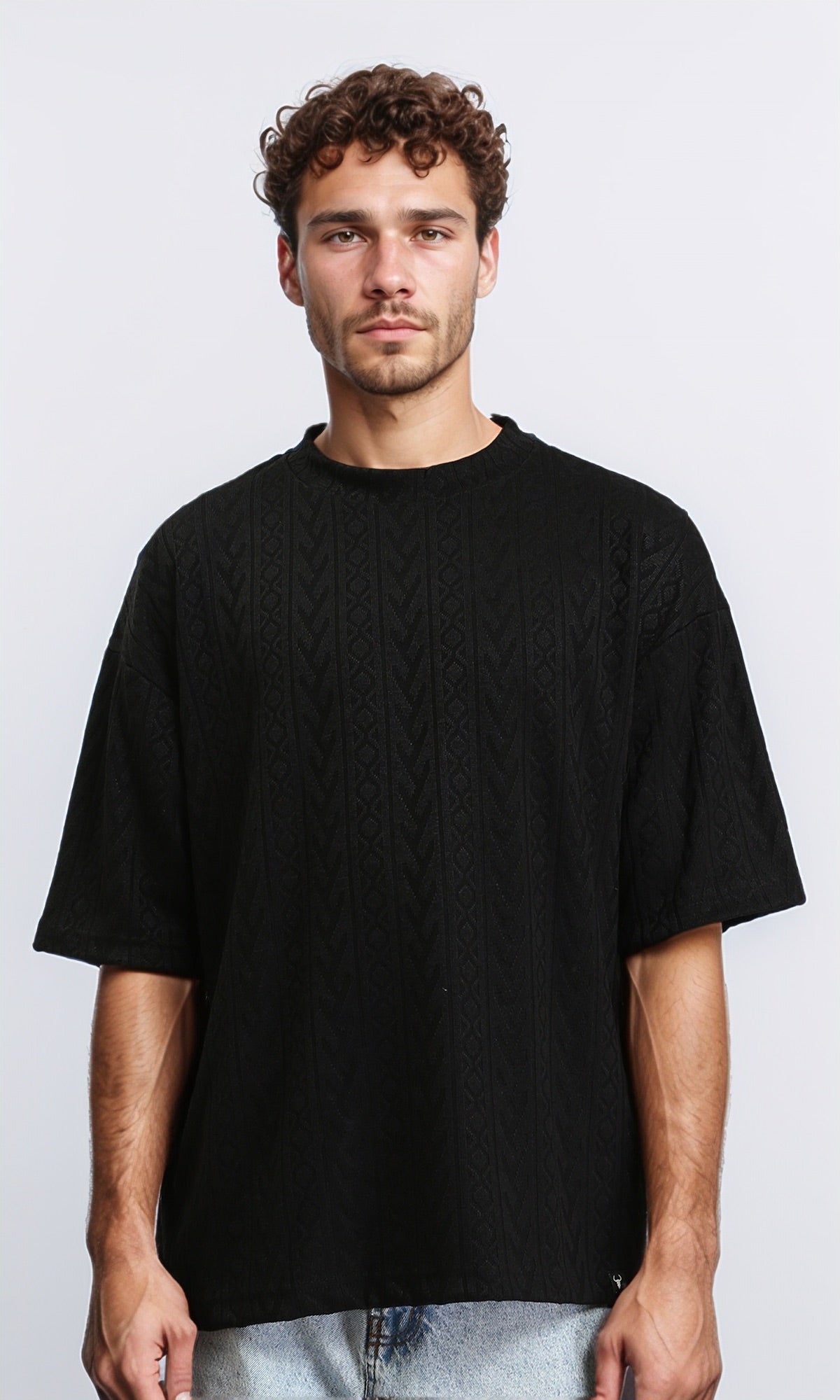 Relaxed Fit Round Neck Casual Tee - Black