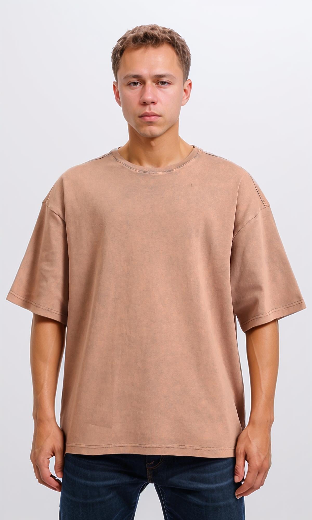 Slip On Solid Relaxed Fit Tee - Greyish Orange