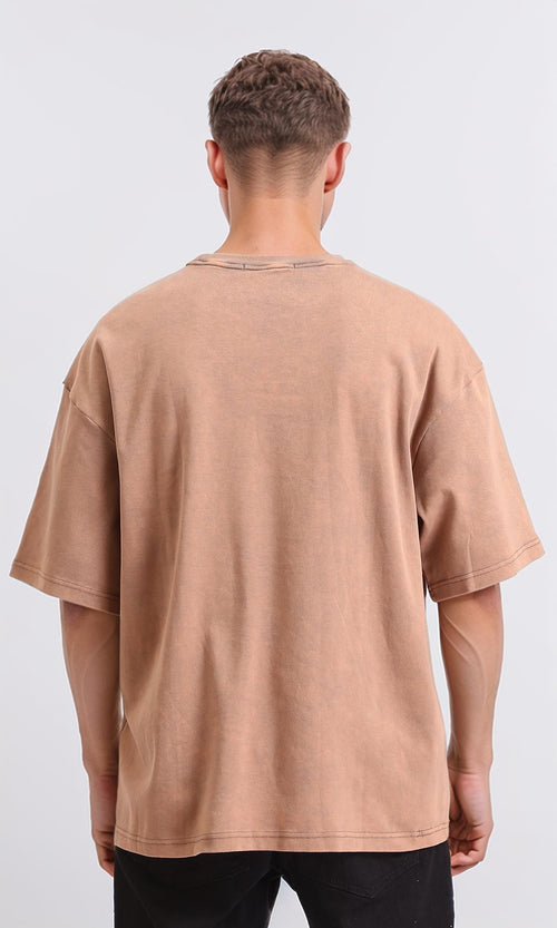 R206744 - تيشيرت سهل الارتداء سادة ومريح - برتقالي مائل للرمادي