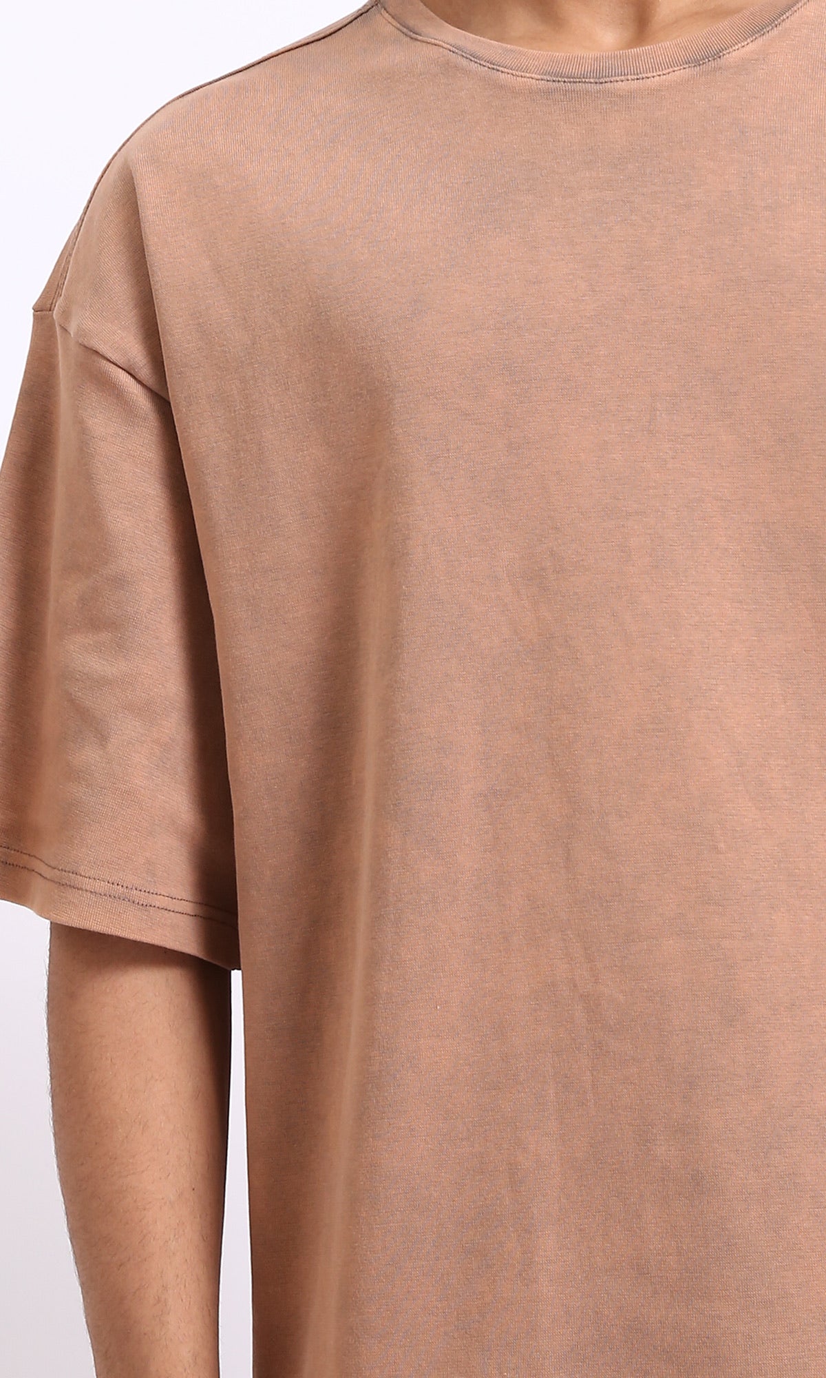 R206744 - تيشيرت سهل الارتداء سادة ومريح - برتقالي مائل للرمادي