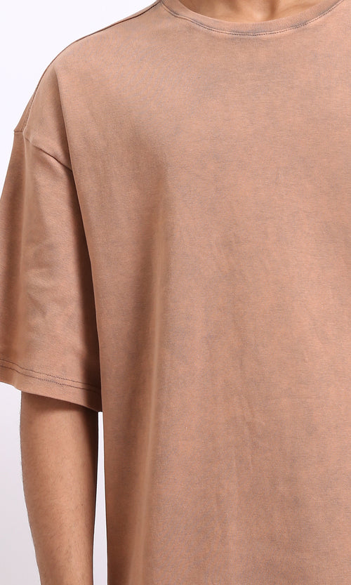 R206744 - تيشيرت سهل الارتداء سادة ومريح - برتقالي مائل للرمادي