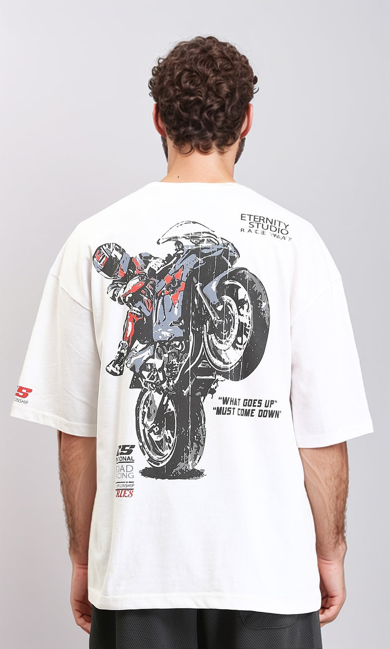 R206747 - Crew Neck Printed Slip On Tee - White