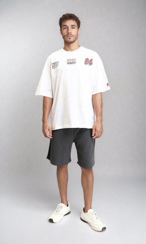 R206747 - Crew Neck Printed Slip On Tee - White