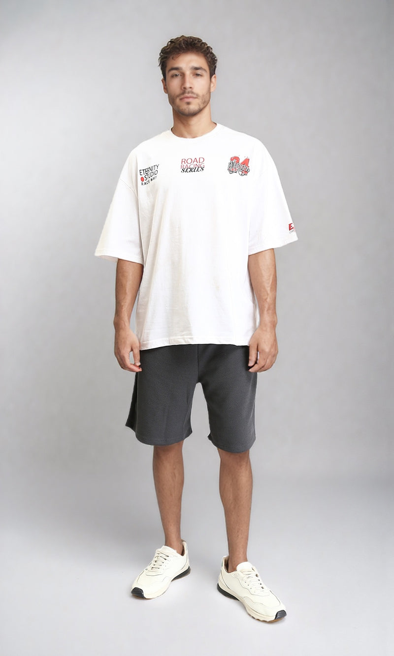 R206747 - Crew Neck Printed Slip On Tee - White