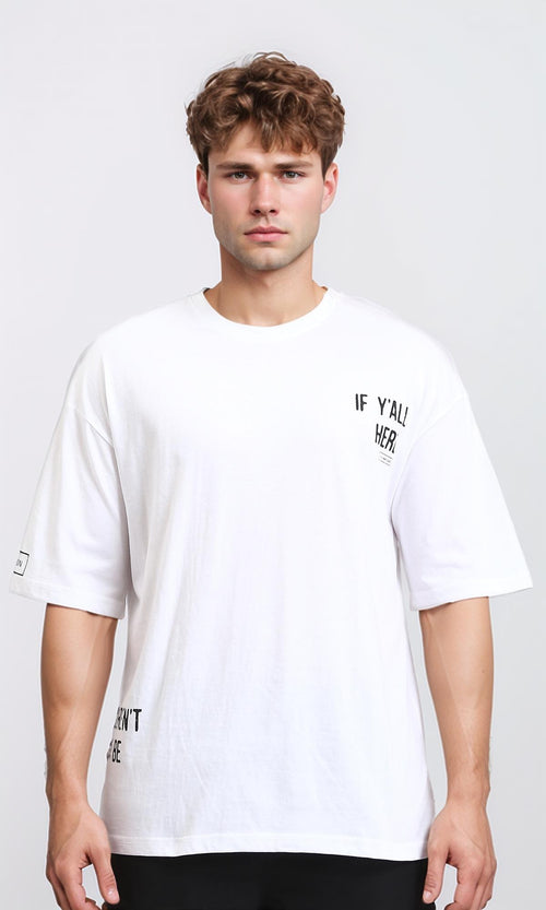 R206749 - Crew Neck Printed Cotton Tee - White