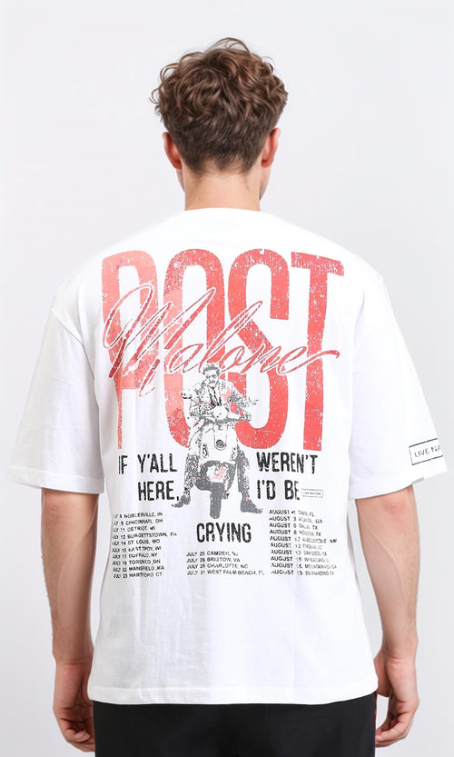 R206749 - Crew Neck Printed Cotton Tee - White