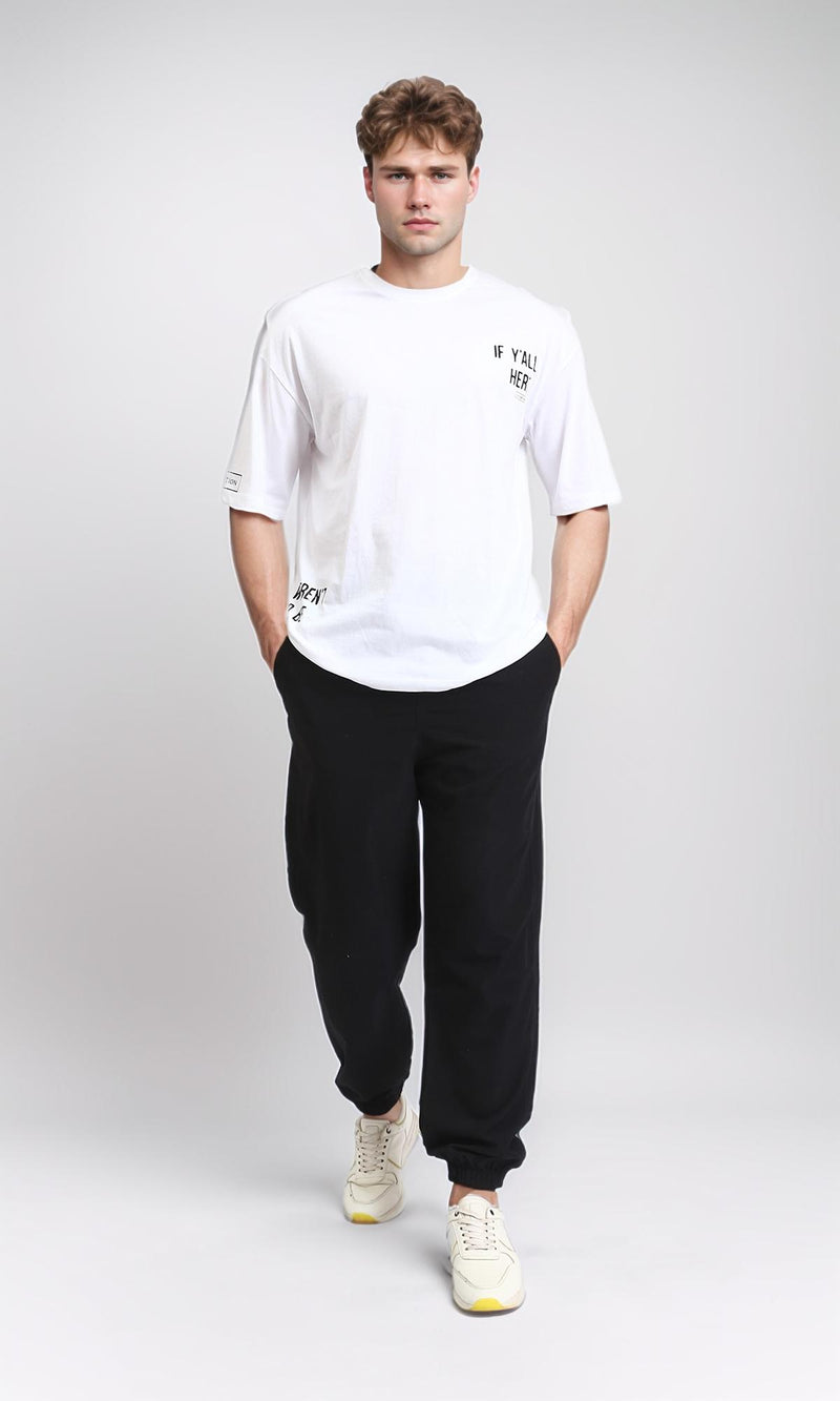 R206749 - Crew Neck Printed Cotton Tee - White
