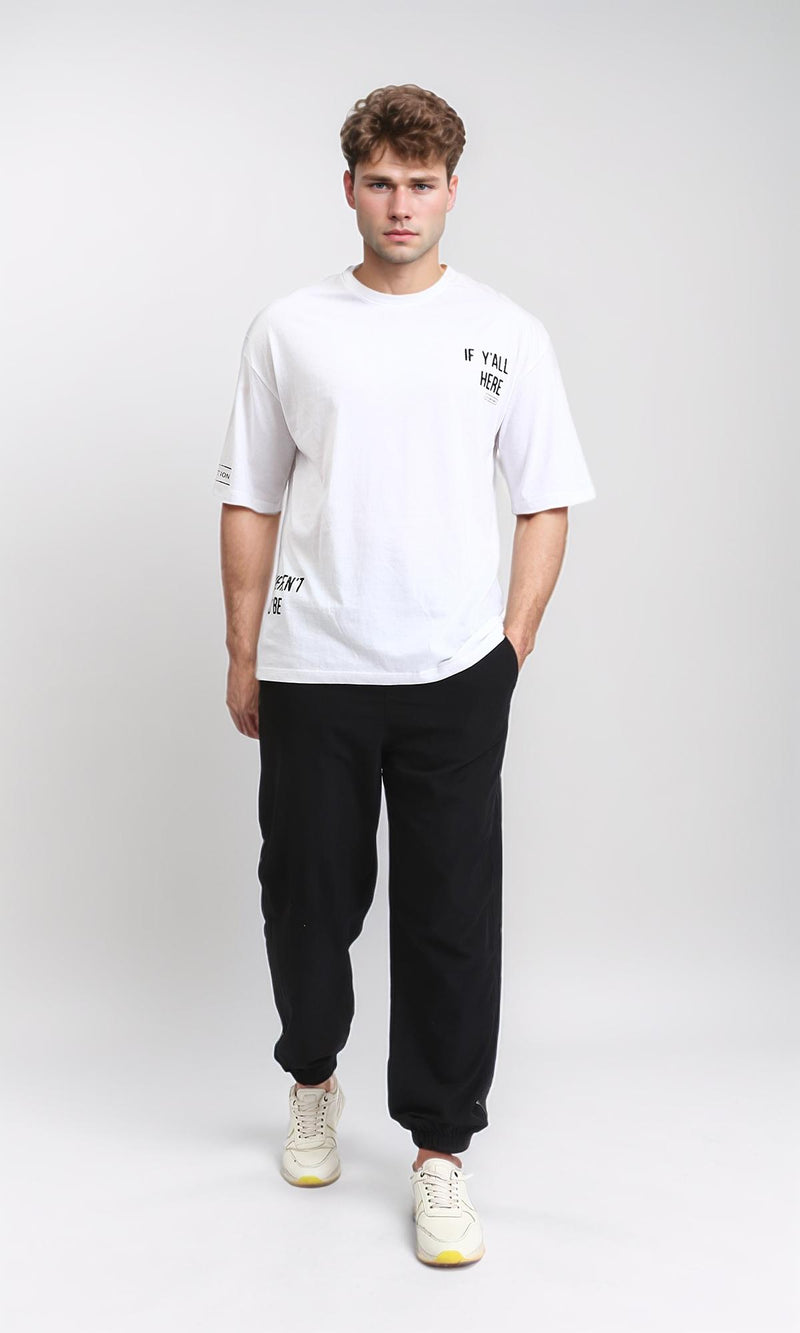 R206749 - Crew Neck Printed Cotton Tee - White