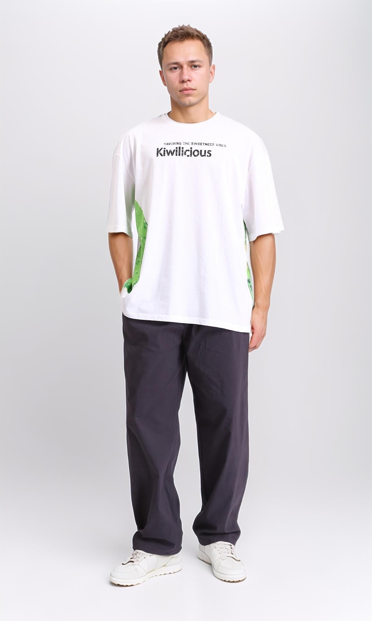 R206750 - "Kiwilicious" Printed Summer Tee - White