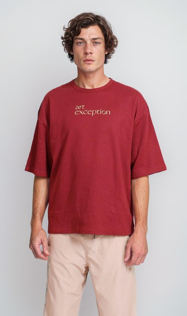 Graphic Printed Oversized T-Shirt - Burgundy