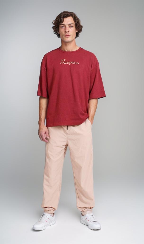 R206754 - Graphic Printed Oversized T-Shirt - Burgundy