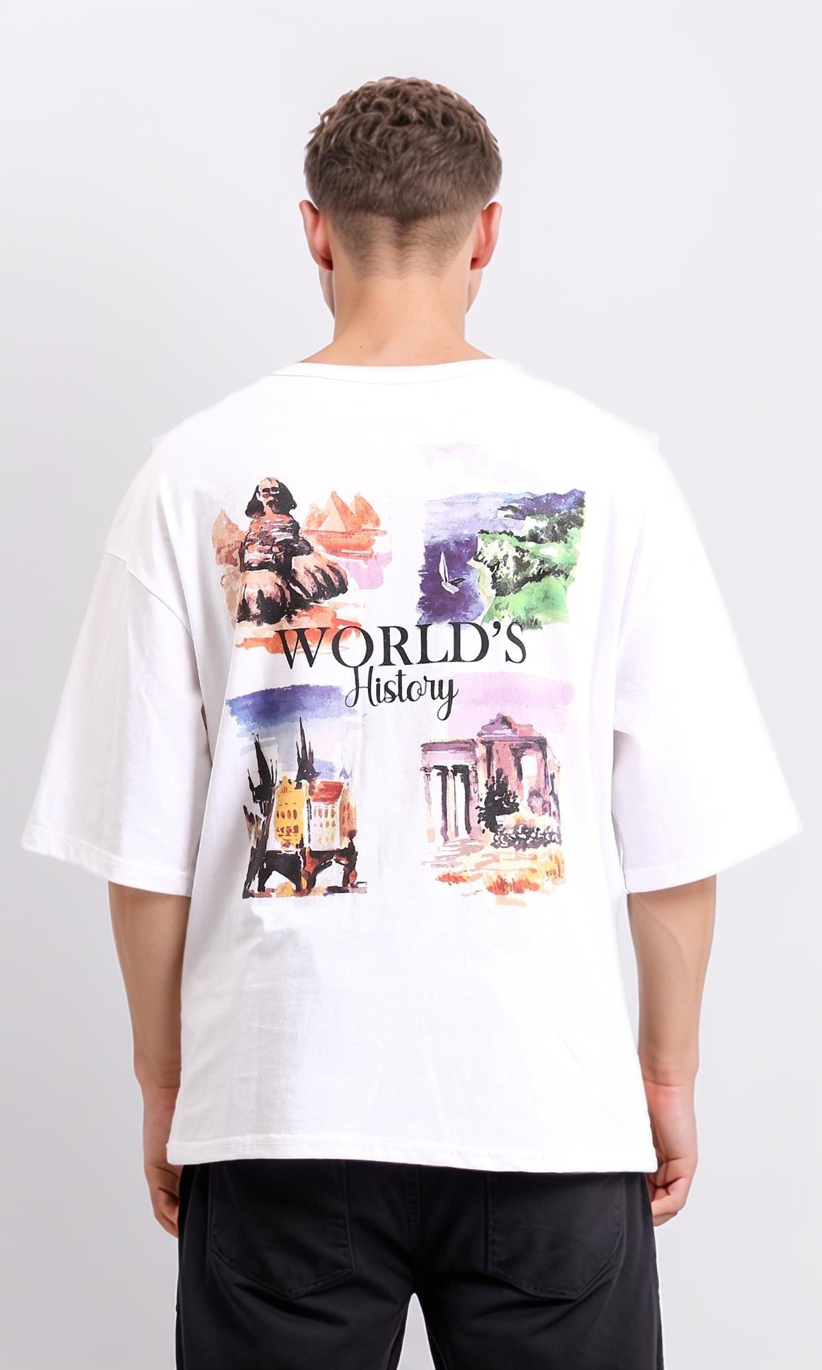 Ravin White World's History Graphic Print Oversized T-Shirt