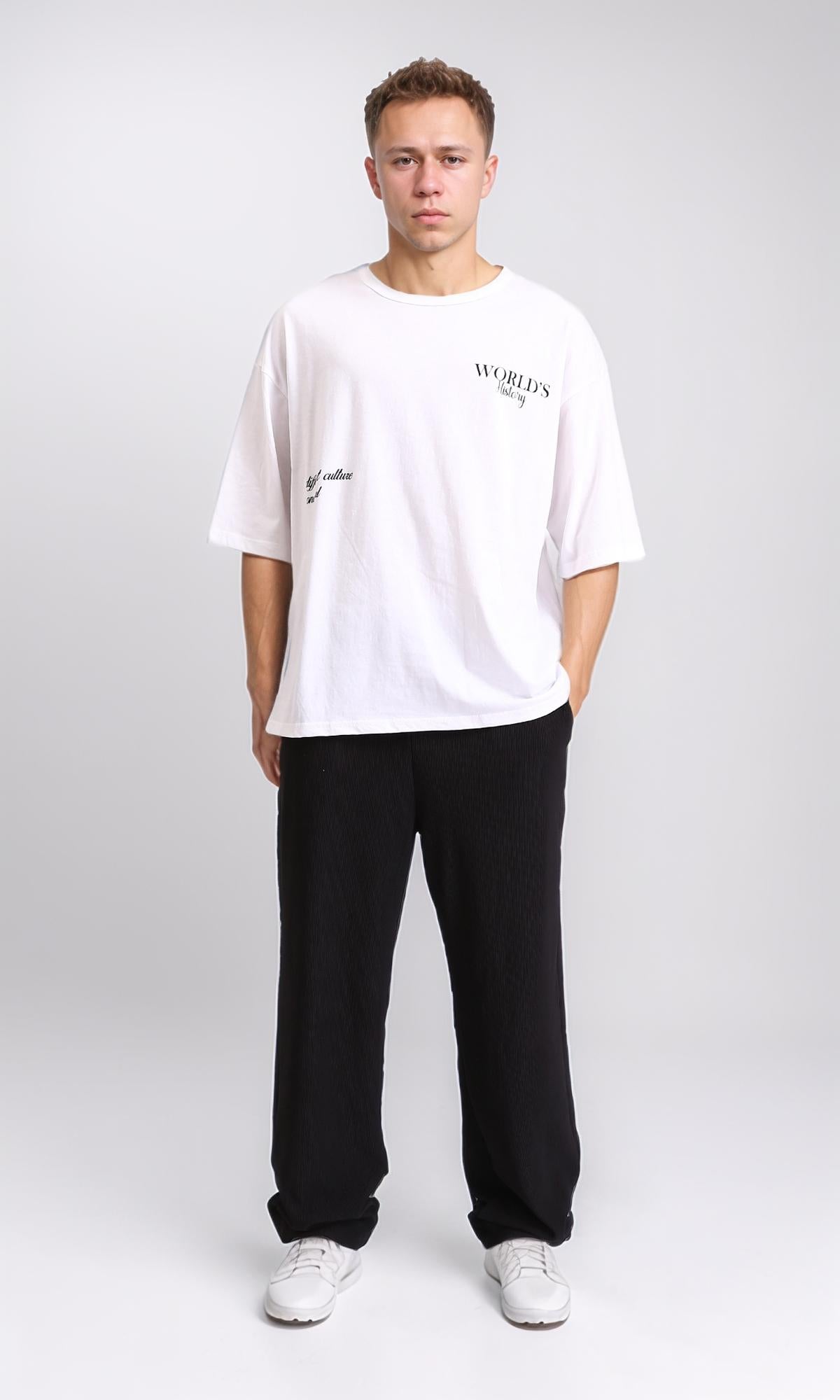 Ravin White World's History Graphic Print Oversized T-Shirt