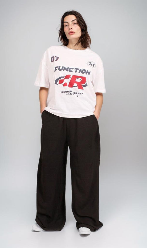 R206761 - Graphic Printed Oversized T-Shirt - White